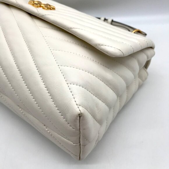 Tory Burch Ivory Leather Kira Chevron Convertible Shoulder Bag - Picture 6 of 11